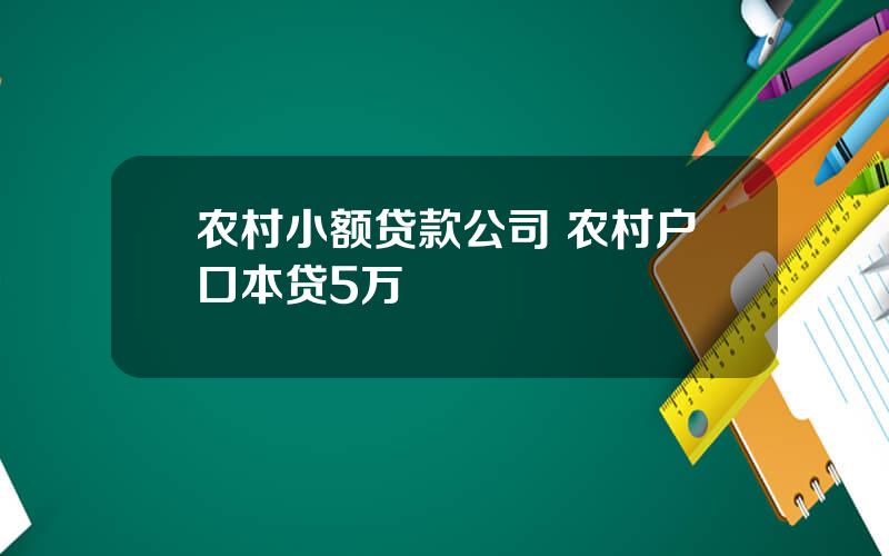 农村小额贷款公司 农村户口本贷5万